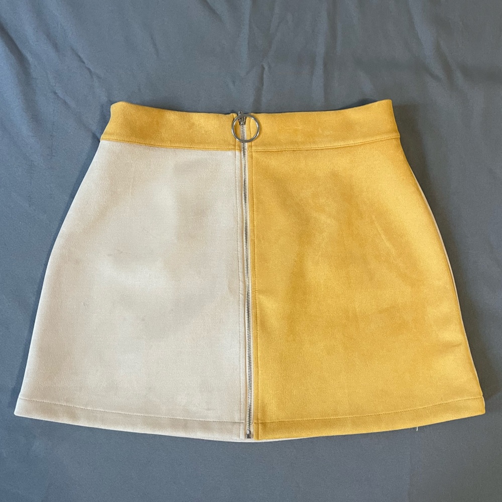 Yellow Two-Tone Suede Zara Miniskirt